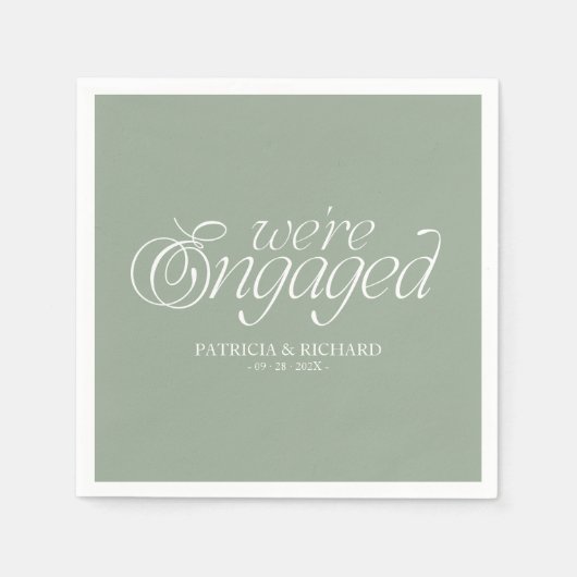 We're Engaged Modern Minimalist Engagement Party スタンダードカクテルナプキン (正面)