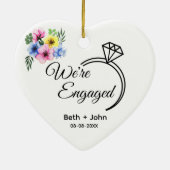 We're Engaged Personalized Ornament Heart Keepsake セラミックオーナメント (裏面)
