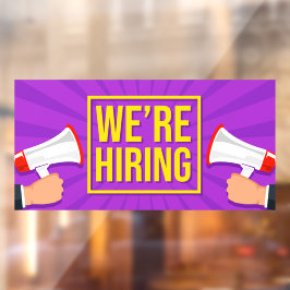 We're Hiring Purple Yellow Bright Colors ウィンドウサイン
