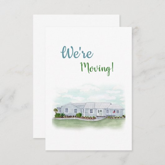 「We're moving」の発表カード サンキューカード (正面/裏面)