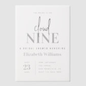 We're On Cloud 9モダンブライダルシャワーパーティー ベラム紙招待状 (正面)