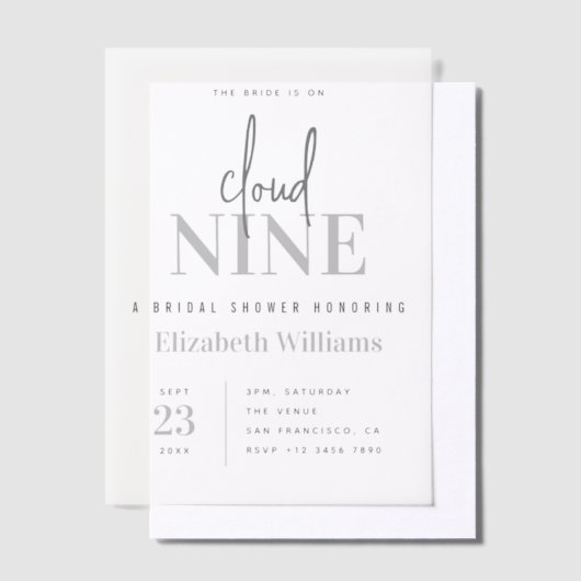 We're On Cloud 9モダンブライダルシャワーパーティー ベラム紙招待状 (オフセット)