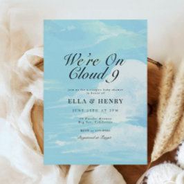 We're On Cloud 9 Blue Skyカップル赤ちゃんシャワー 招待状