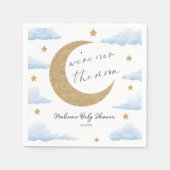 We're Over The Moon Blue Celestial Baby Shower スタンダードカクテルナプキン (正面)