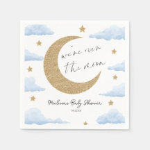 We're Over The Moon Blue Celestial Baby Shower