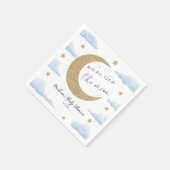 We're Over The Moon Blue Celestial Baby Shower スタンダードカクテルナプキン (角)