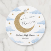 We're Over The Moon Blue Celestial Baby Shower フェイバータグ (裏面)