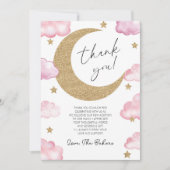 We're Over The Moon Boho Celestial Baby Shower サンキューカード (正面)