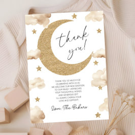 We're Over The Moon Boho Celestial Baby Shower サンキューカード