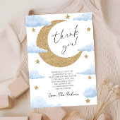 We're Over The Moon Boho Celestial Baby Shower サンキューカード