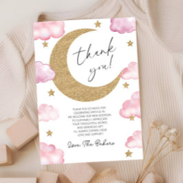 We're Over The Moon Boho Celestial Baby Shower サンキューカード