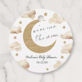 We're Over The Moon Boho Celestial Baby Shower フェイバータグ