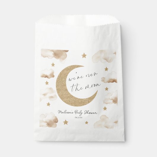 We're Over The Moon Boho Celestial Baby Shower フェイバーバッグ (正面)
