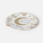 We're Over The Moon Boho Celestial Baby Shower ペーパープレート (アングル)