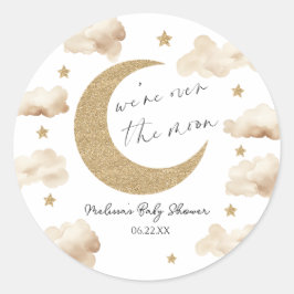 We're Over The Moon Boho Celestial Baby Shower ラウンドシール