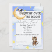 We're Over the Moon, nursery rhyme baby shower 招待状 (正面)