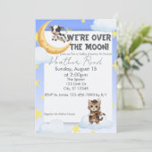 We're Over the Moon, nursery rhyme baby shower 招待状 (スタンド正面)
