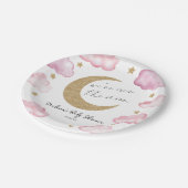 We're Over The Moon Pink Celestial Baby Shower ペーパープレート (アングル)