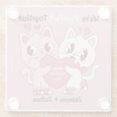 We're Purrfect Together Cute Valentine Pillow ガラスコースター (裏面)