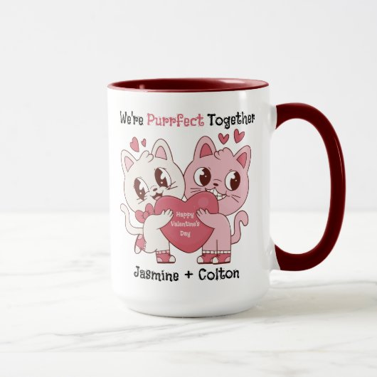 We're Purrfect Together Cute Valentine's Day Mug マグカップ (右)