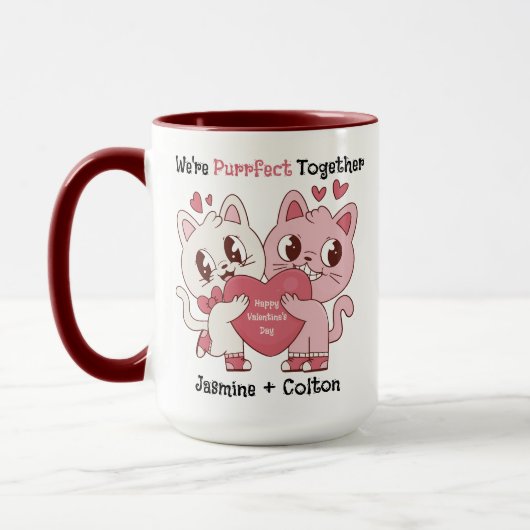 We're Purrfect Together Cute Valentine's Day Mug マグカップ (左)