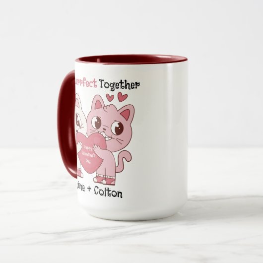 We're Purrfect Together Cute Valentine's Day Mug マグカップ (正面左)