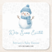 We're Snow Excited Snowmen Boy Baby Shower スクエアペーパーコースター (正面)