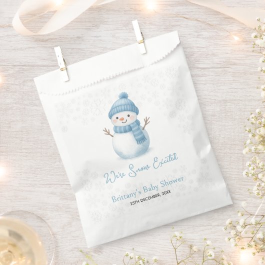 We're Snow Excited Snowmen Boy Baby Shower フェイバーバッグ (クリップ留めされた状態)