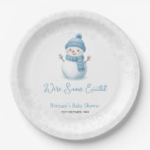 We're Snow Excited Snowmen Boy Baby Shower ペーパープレート (正面)