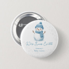 We're Snow Excited Snowmen Boy Baby Shower 缶バッジ