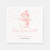 We're Snow Excited Snowmen Girl Baby Shower スタンダードカクテルナプキン (正面)