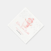 We're Snow Excited Snowmen Girl Baby Shower スタンダードカクテルナプキン (角)