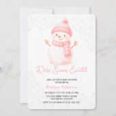We're Snow Excited Snowmen Girl Baby Shower 招待状 (正面)
