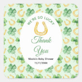 We're So Lucky Horseshoe St Patrick's Baby Shower スクエアシール (正面)
