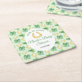 We're So Lucky Horseshoe St Patrick's Baby Shower スクエアペーパーコースター (アングル)