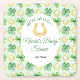 We're So Lucky Horseshoe St Patrick's Baby Shower スクエアペーパーコースター