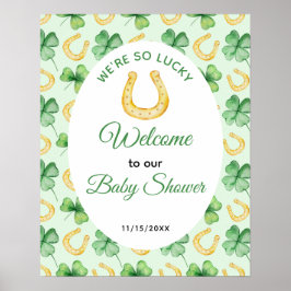 We're So Lucky Horseshoe St Patrick's Baby Shower ポスター