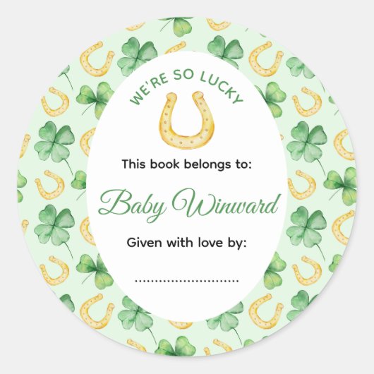 We're So Lucky Horseshoe St Patrick's Baby Shower ラウンドシール (正面)