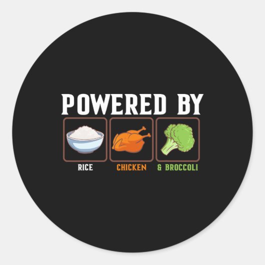 Wered By Rice Chicken And Broccoli Funny New Year ラウンドシール (正面)