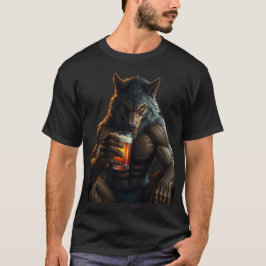 werewolf drinking beer t-shirt tシャツ