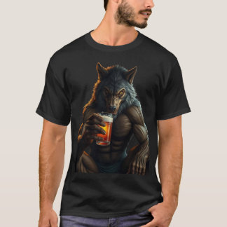 werewolf drinking beer t-shirt tシャツ