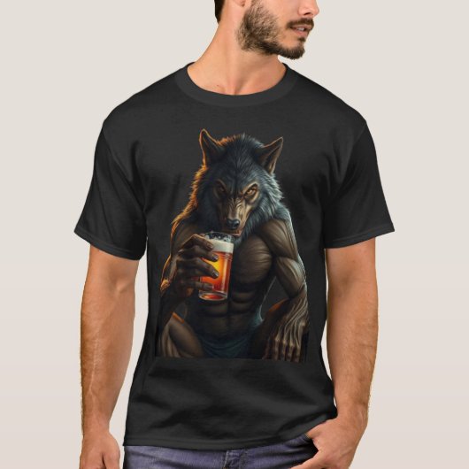 werewolf drinking beer t-shirt tシャツ (正面)