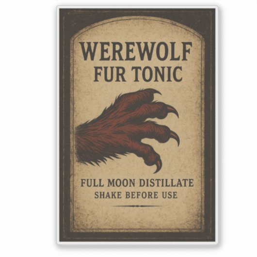 Werewolf Fur Tonic - Halloween Apothecary Label シール (正面)