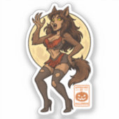 Werewolf Girl Cartoon シール (正面)