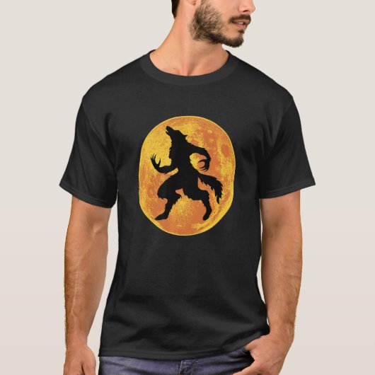 Werewolf Halloween Full Moon Scary Wolf Horror Laz Tシャツ (正面)