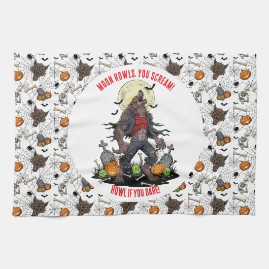 🐺 Werewolf Halloween Kitchen Towel 🎃 キッチンタオル (横)