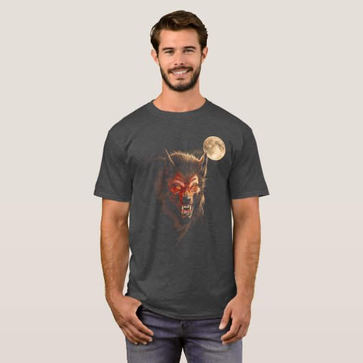 Werewolf Moon Horror Howl Wolf Halloween Creature  Tシャツ (正面フル)