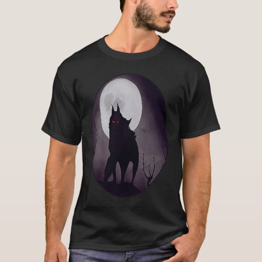 Werewolf Moon Night Horror Full Moon Scary Women M Tシャツ (正面)