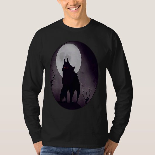 Werewolf Moon Night Horror Full Moon Scary Women M Tシャツ (正面)
