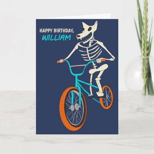 Werewolf Skeleton on a BMX Bike Boys Birthday カード (正面)